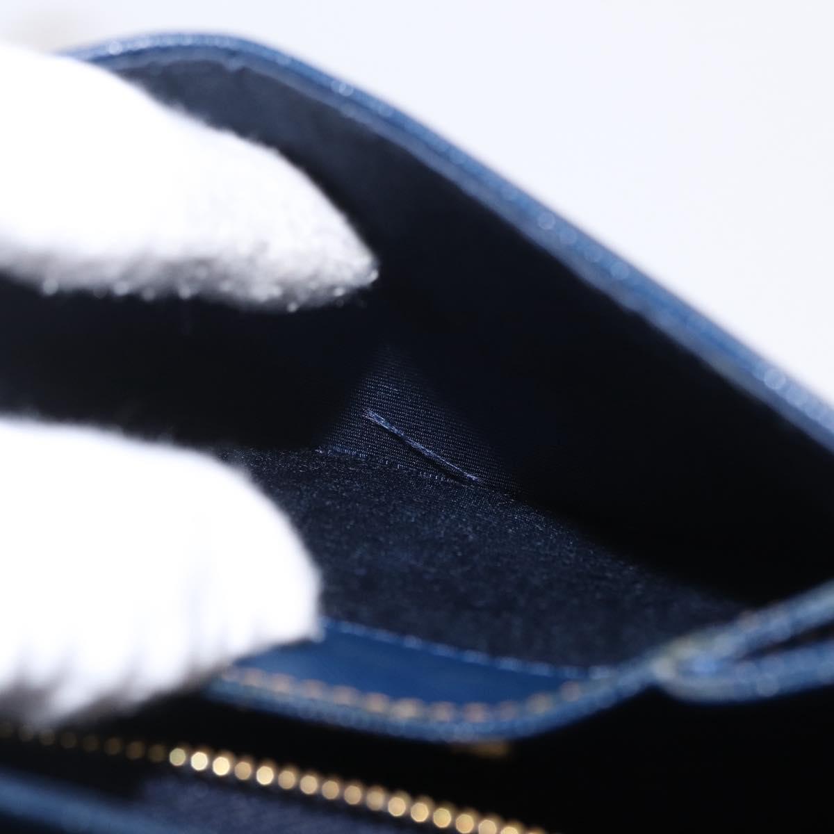 Valentino Hand Bag Leather 2way Navy Gold Tone Auth BA16157A