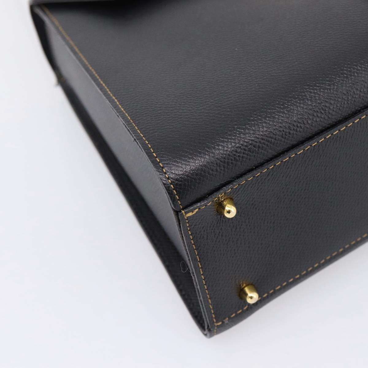 Valentino Hand Bag Leather 2way Black Gold Tone Auth BA16158A