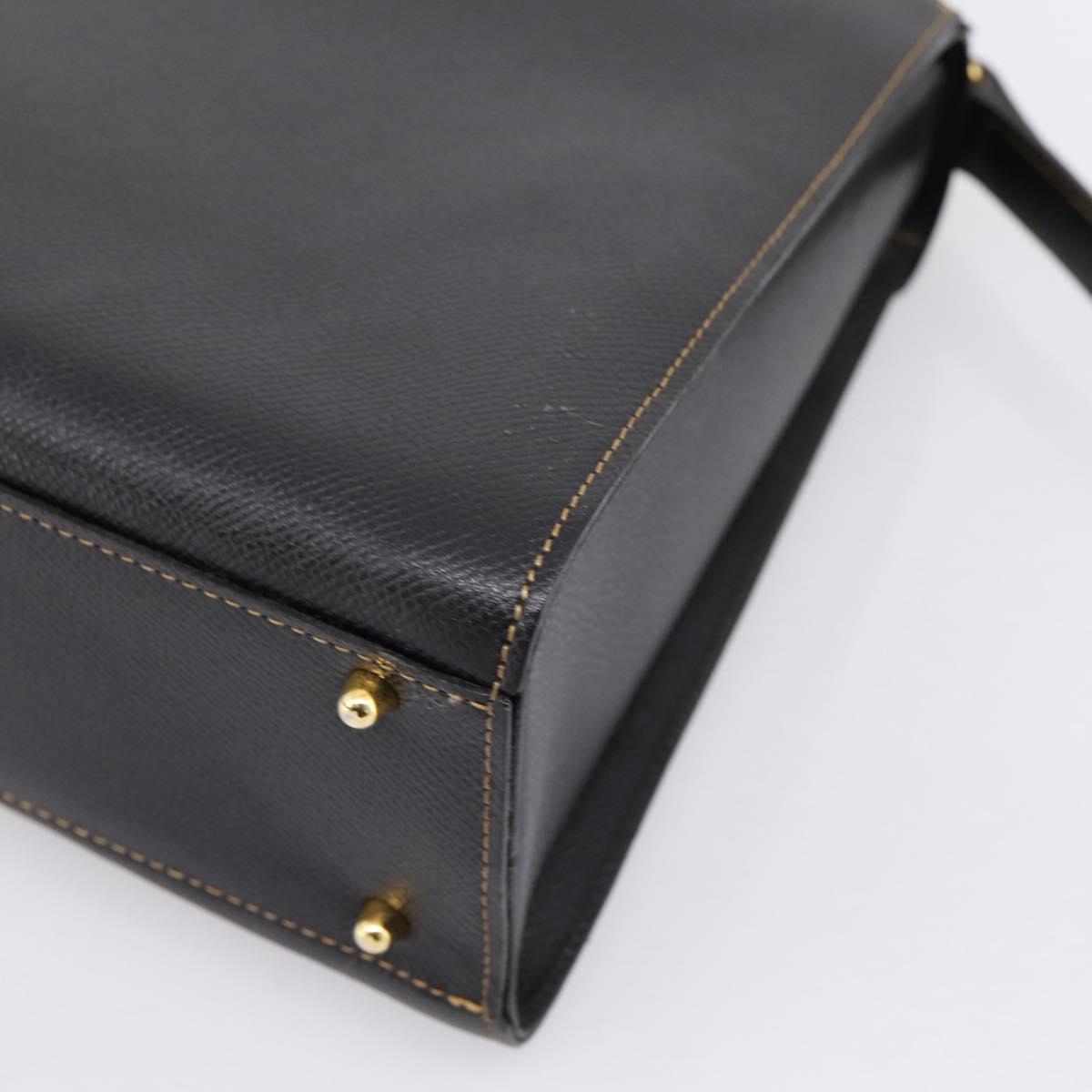 Valentino Hand Bag Leather 2way Black Gold Tone Auth BA16158A