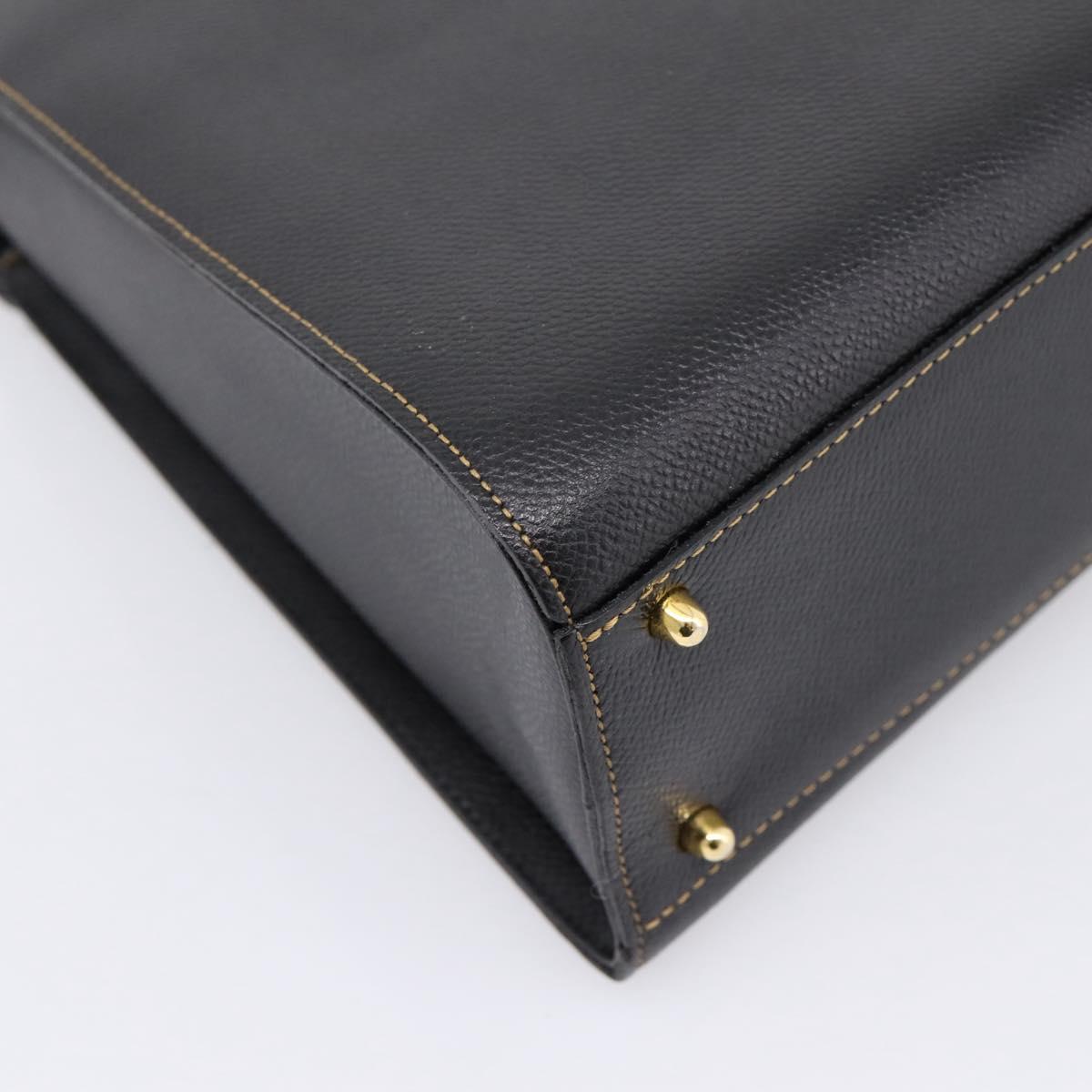Valentino Hand Bag Leather 2way Black Gold Tone Auth BA16158A