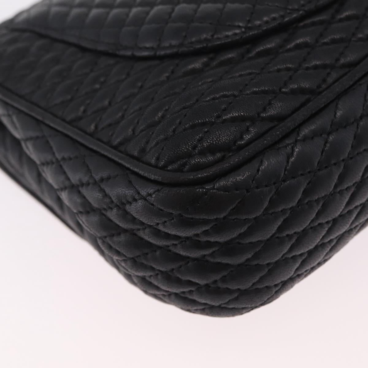 Bally Chain Shoulder Bag Leather Black Gold Tone Auth BA16159A