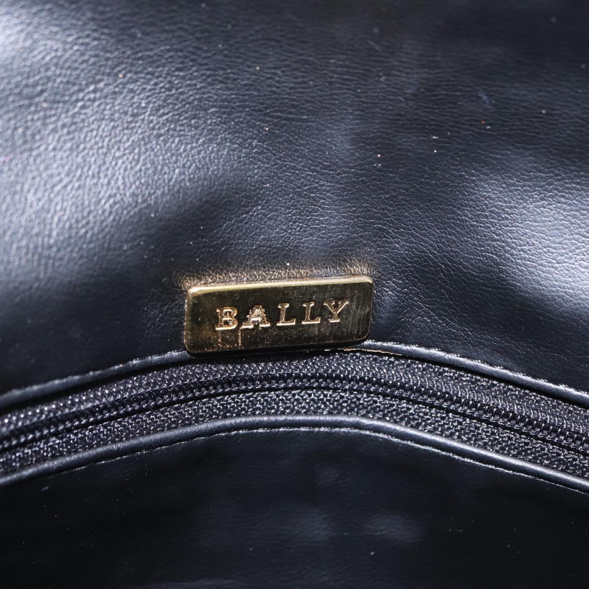 Bally Chain Shoulder Bag Leather Black Gold Tone Auth BA16159A