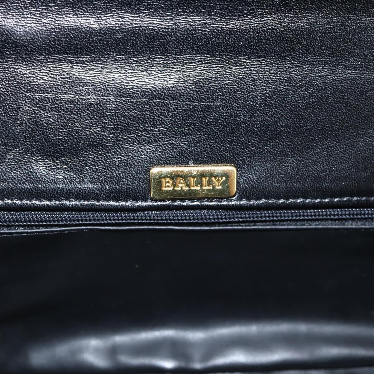Bally Chain Shoulder Bag Leather Black Gold Tone Auth BA16160A