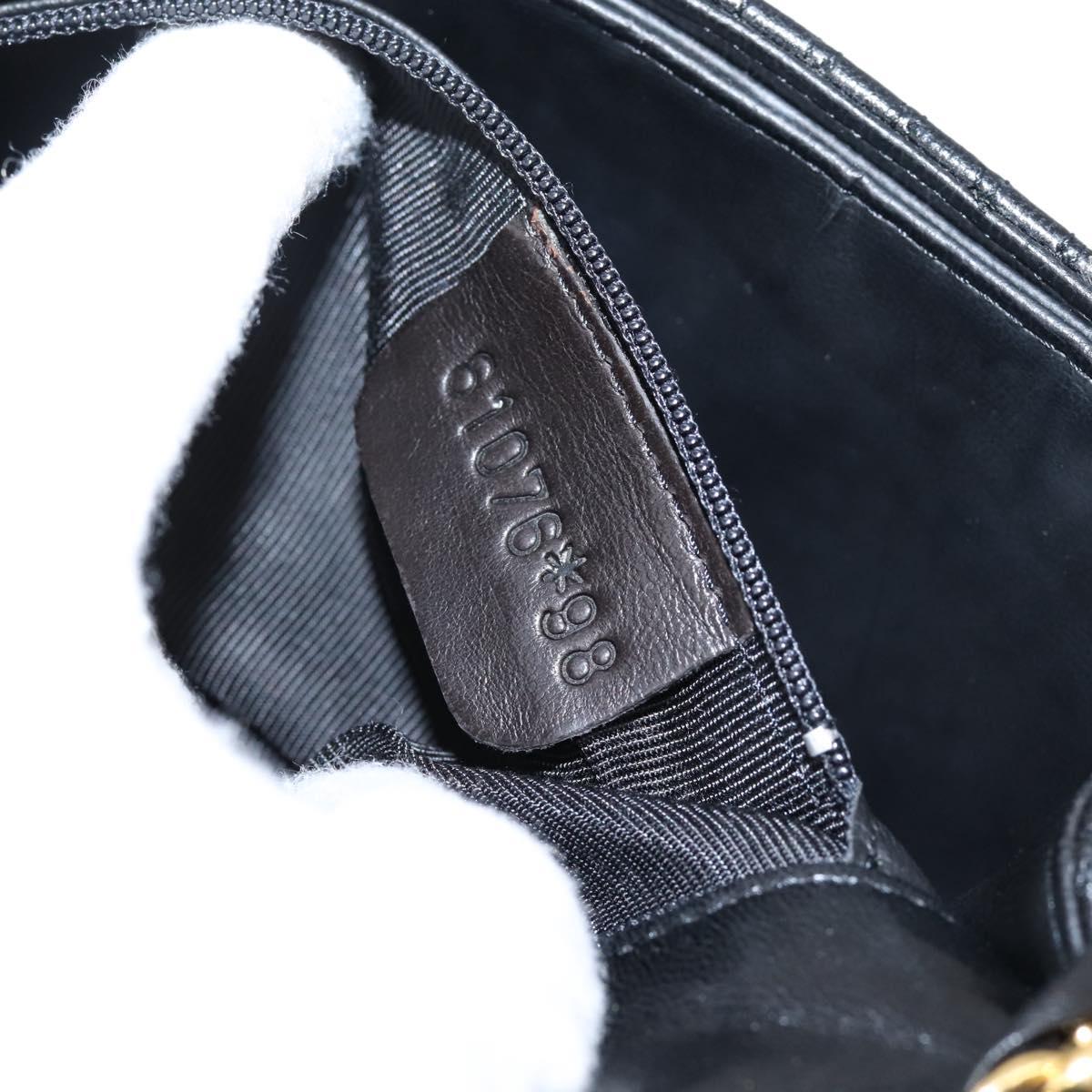 Bally Chain Shoulder Bag Leather Black Gold Tone Auth BA16160A