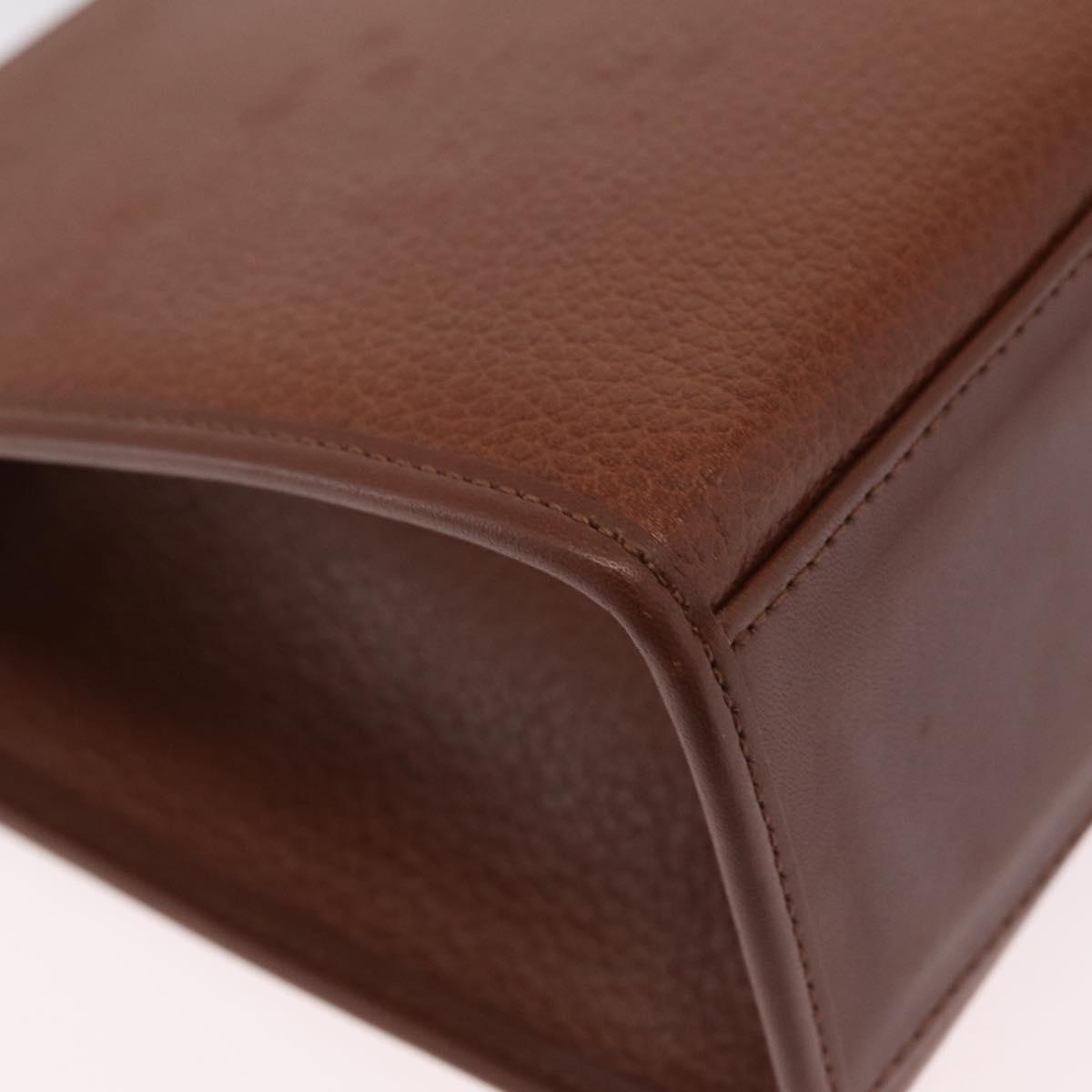 Burberrys Hand Bag Leather 2way Brown Silver Auth BA16165