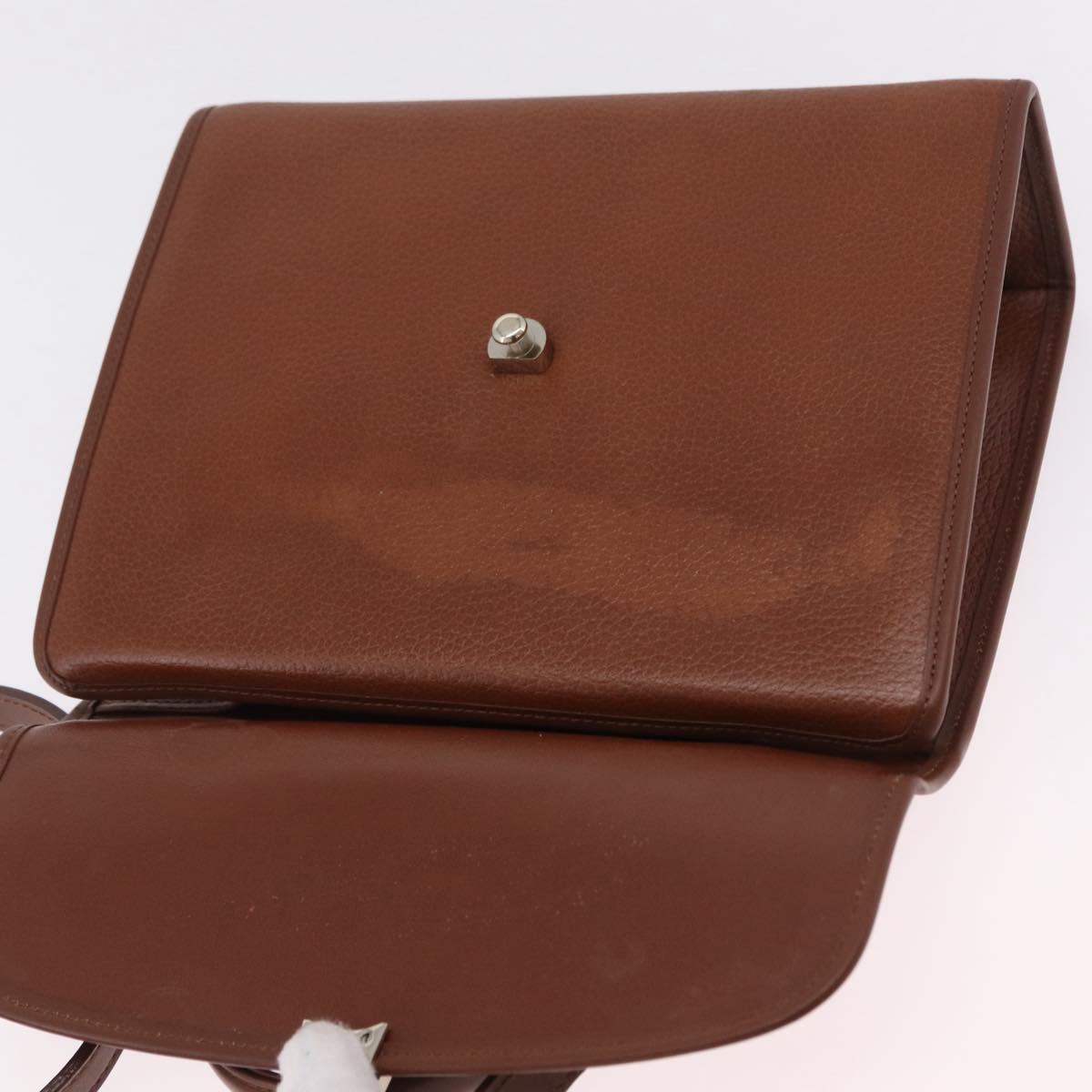 Burberrys Hand Bag Leather 2way Brown Silver Auth BA16165