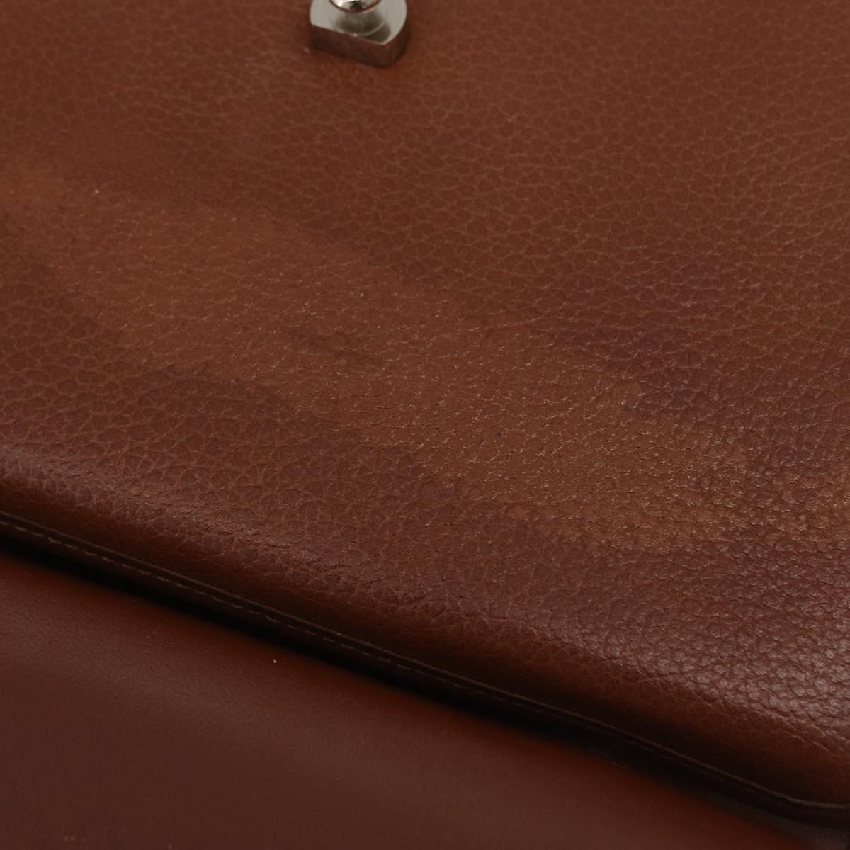 Burberrys Hand Bag Leather 2way Brown Silver Auth BA16165