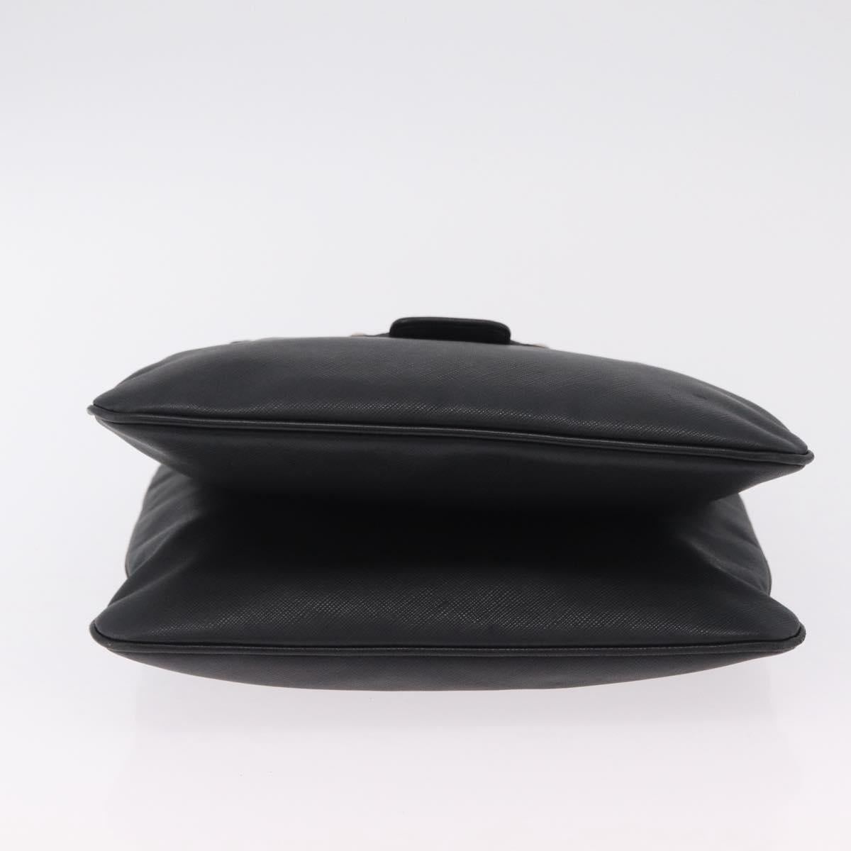 Salvatore Ferragamo Gancini Hand Bag Leather Black Silver Auth BA16166