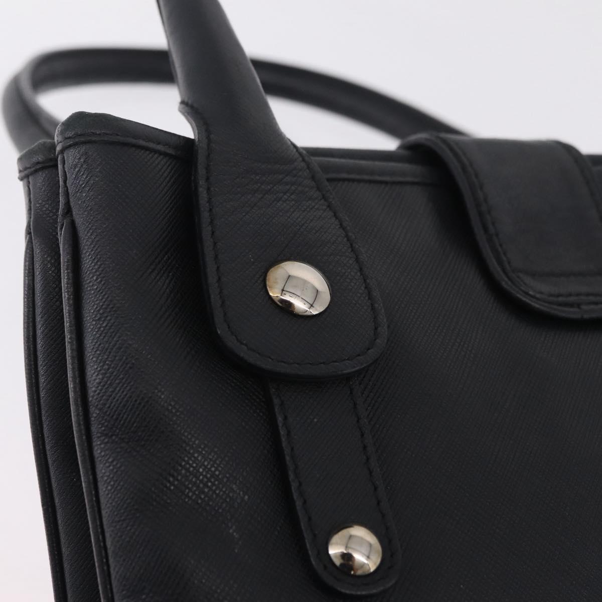 Salvatore Ferragamo Gancini Hand Bag Leather Black Silver Auth BA16166