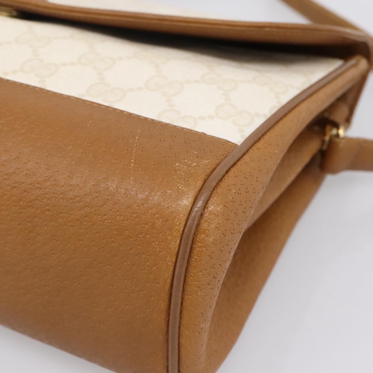 GUCCI GG Supreme Shoulder Bag PVC White Gold Tone 116 02 067 Auth BA16167