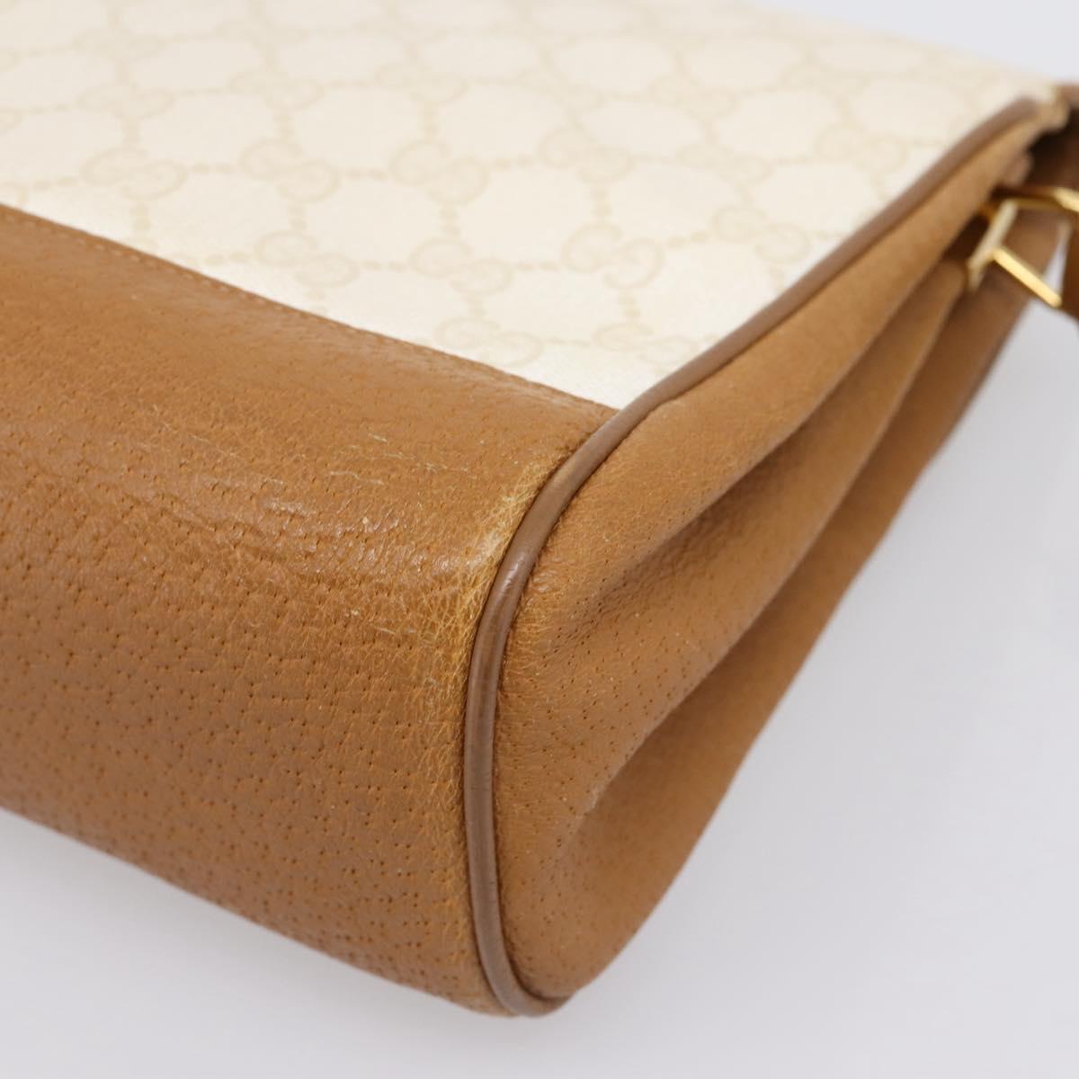 GUCCI GG Supreme Shoulder Bag PVC White Gold Tone 116 02 067 Auth BA16167