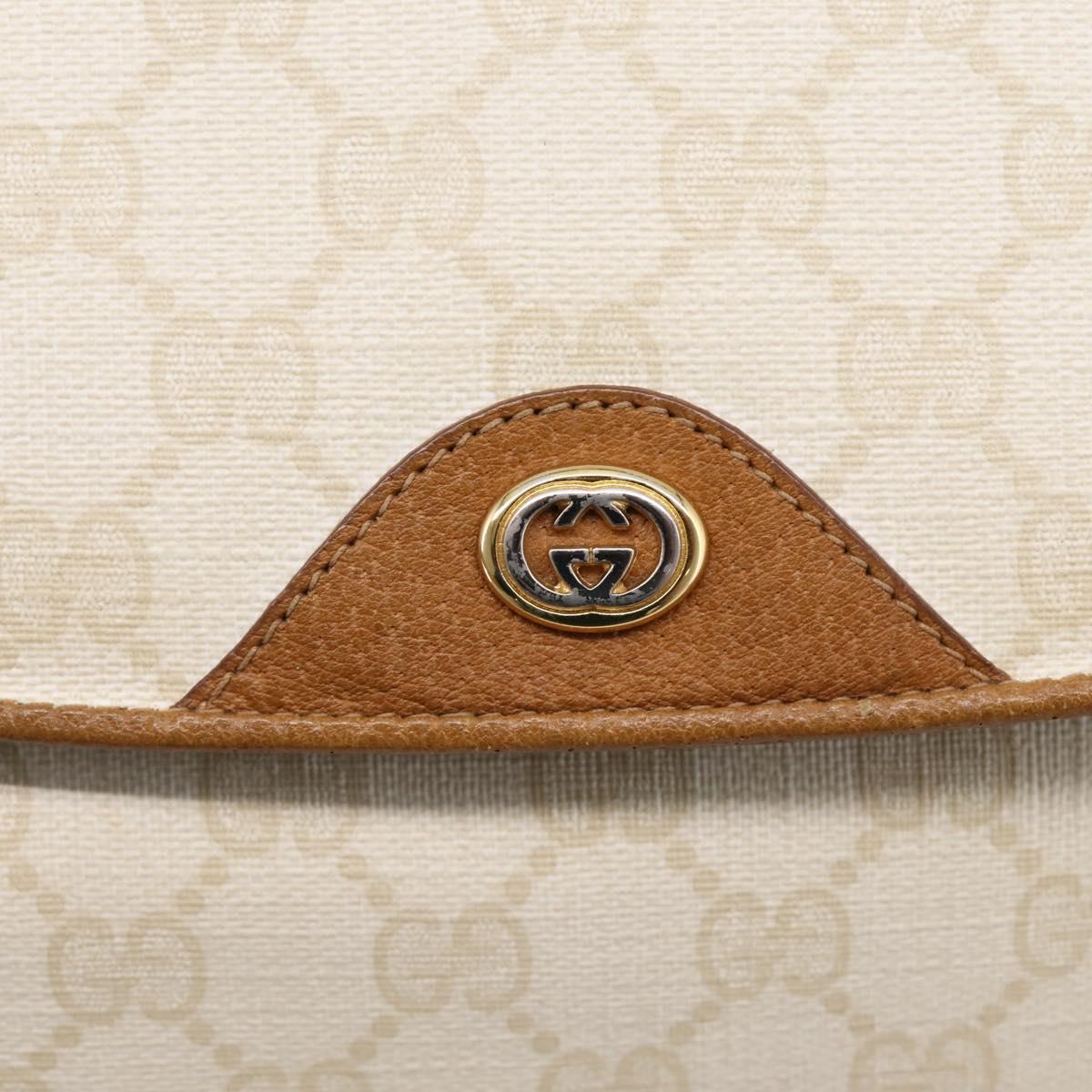 GUCCI GG Supreme Shoulder Bag PVC White Gold Tone 116 02 067 Auth BA16167