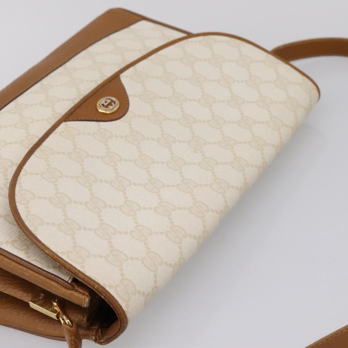 GUCCI GG Supreme Shoulder Bag PVC White Gold Tone 116 02 067 Auth BA16167