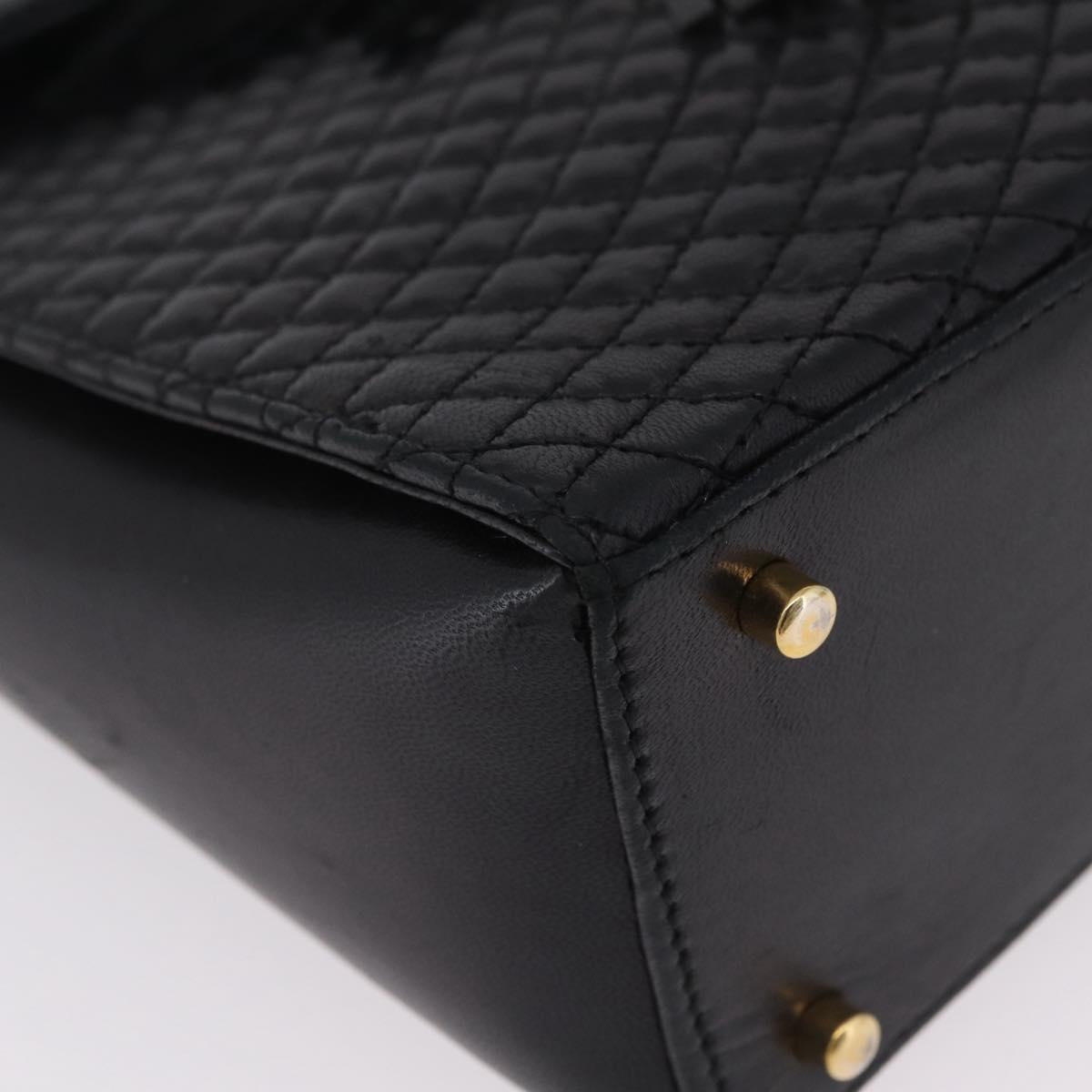 Bally Chain Shoulder Bag Leather Black Gold Tone Auth BA16168