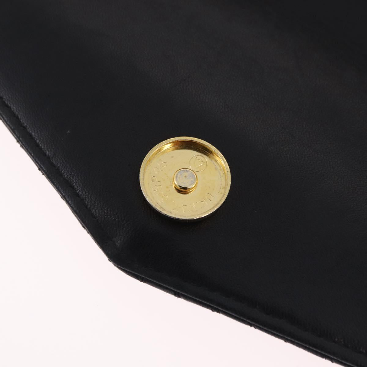 Bally Chain Shoulder Bag Leather Black Gold Tone Auth BA16168