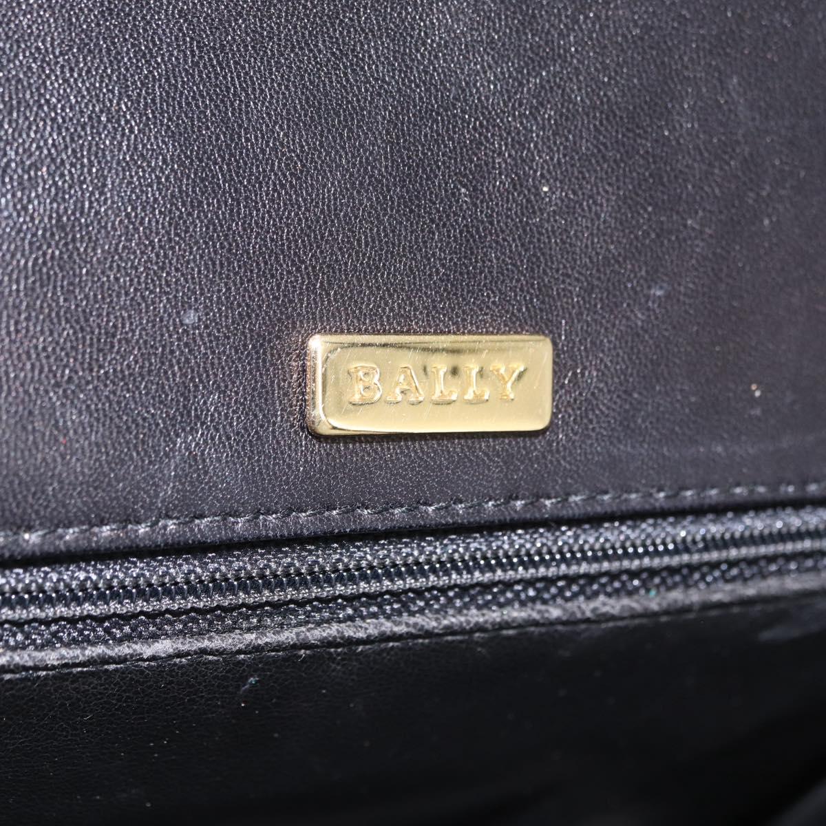 Bally Chain Shoulder Bag Leather Black Gold Tone Auth BA16168