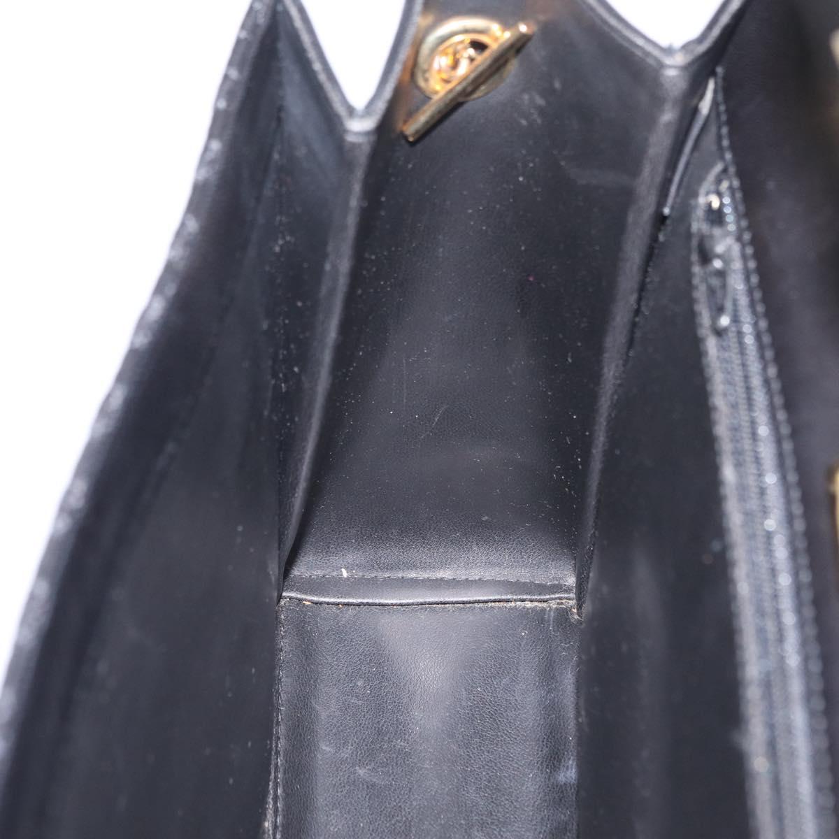 Bally Chain Shoulder Bag Leather Black Gold Tone Auth BA16168