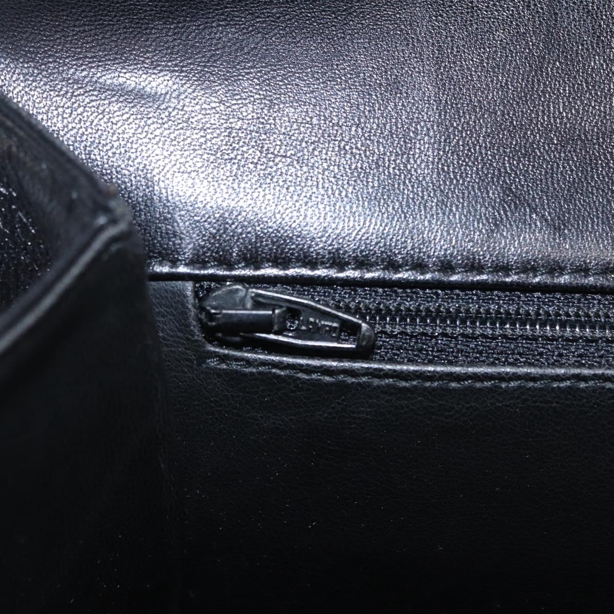Bally Chain Shoulder Bag Leather Black Gold Tone Auth BA16168