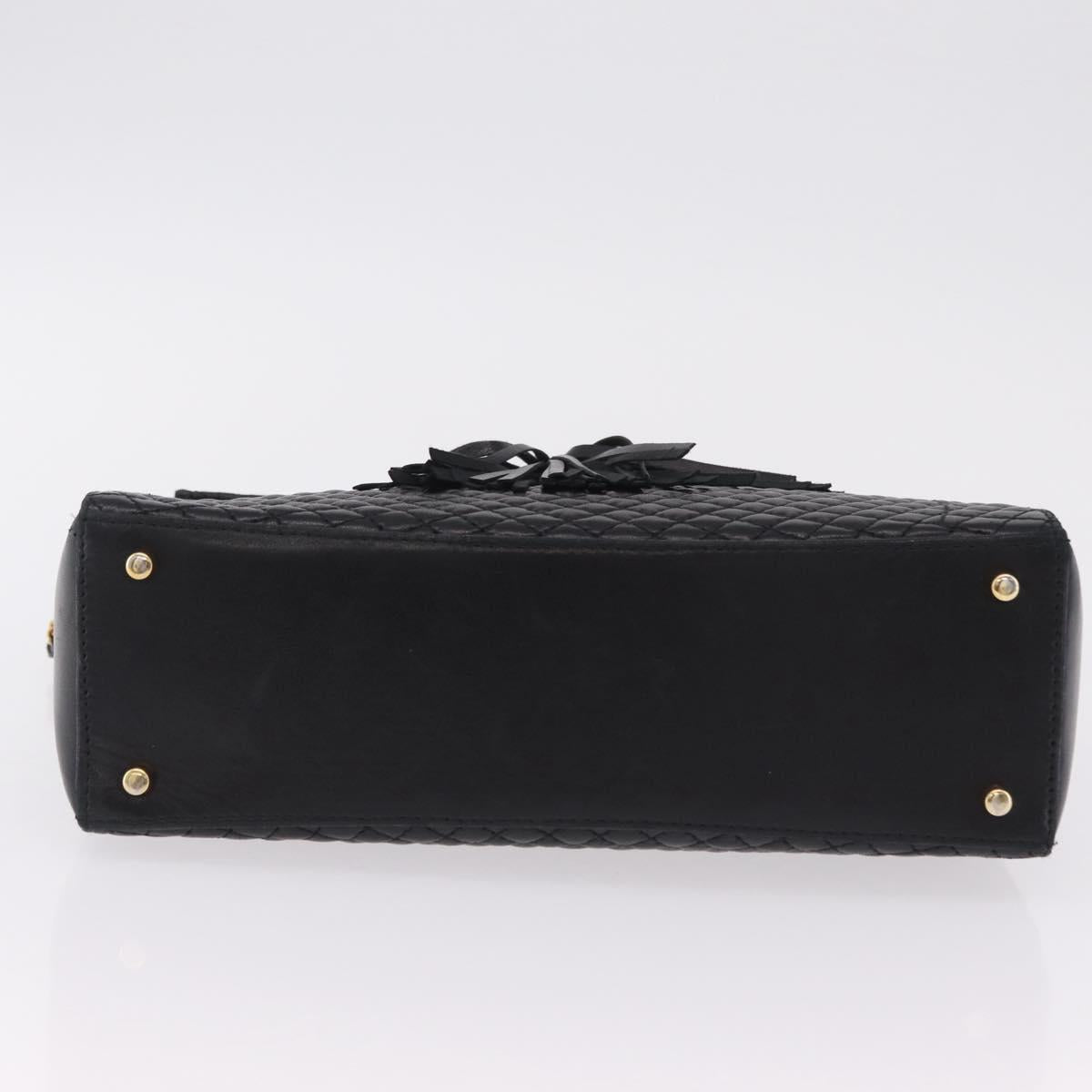 Bally Chain Shoulder Bag Leather Black Gold Tone Auth BA16168