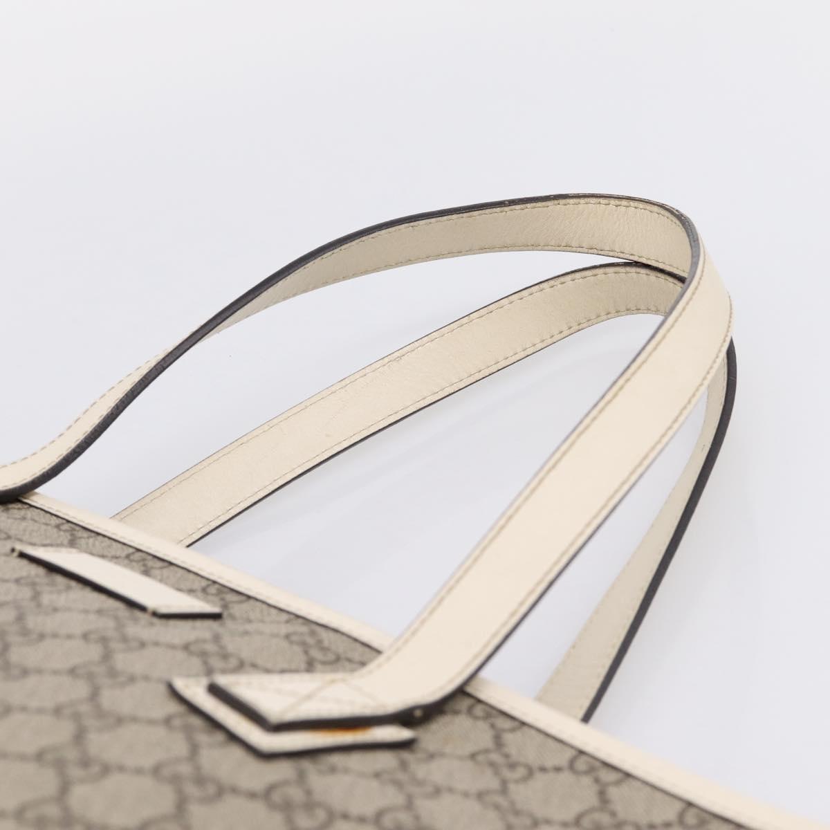GUCCI GG Supreme Tote Bag PVC Beige Silver 211137 Auth BA16169
