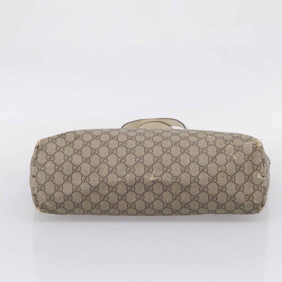 GUCCI GG Supreme Tote Bag PVC Beige Silver 211137 Auth BA16169