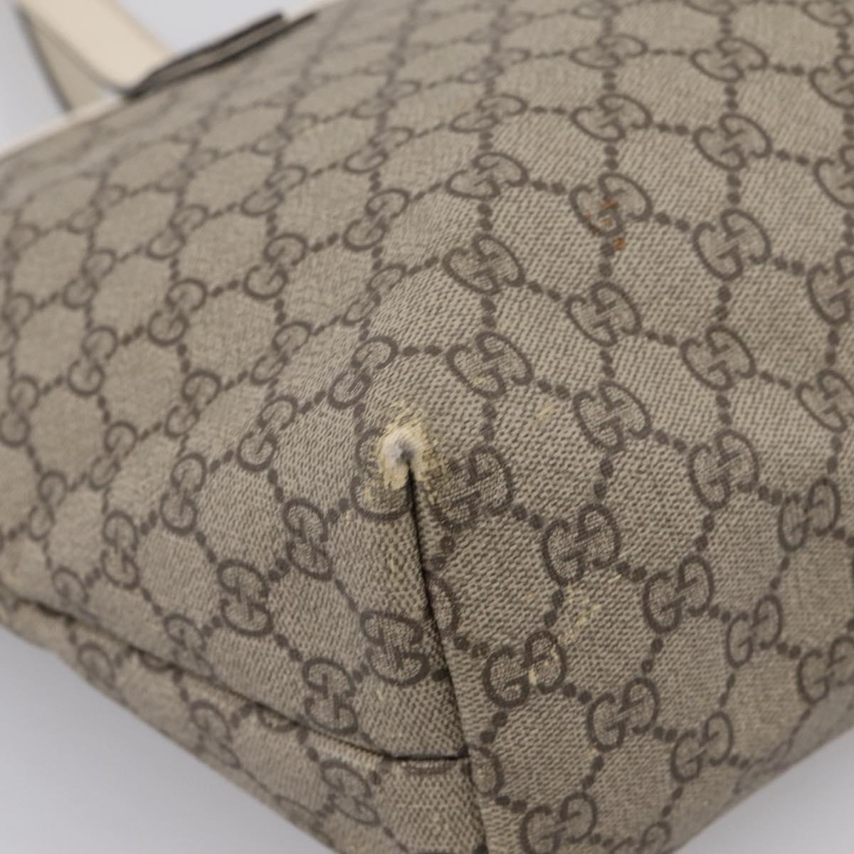 GUCCI GG Supreme Tote Bag PVC Beige Silver 211137 Auth BA16169