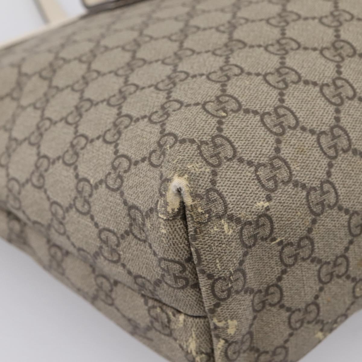 GUCCI GG Supreme Tote Bag PVC Beige Silver 211137 Auth BA16169