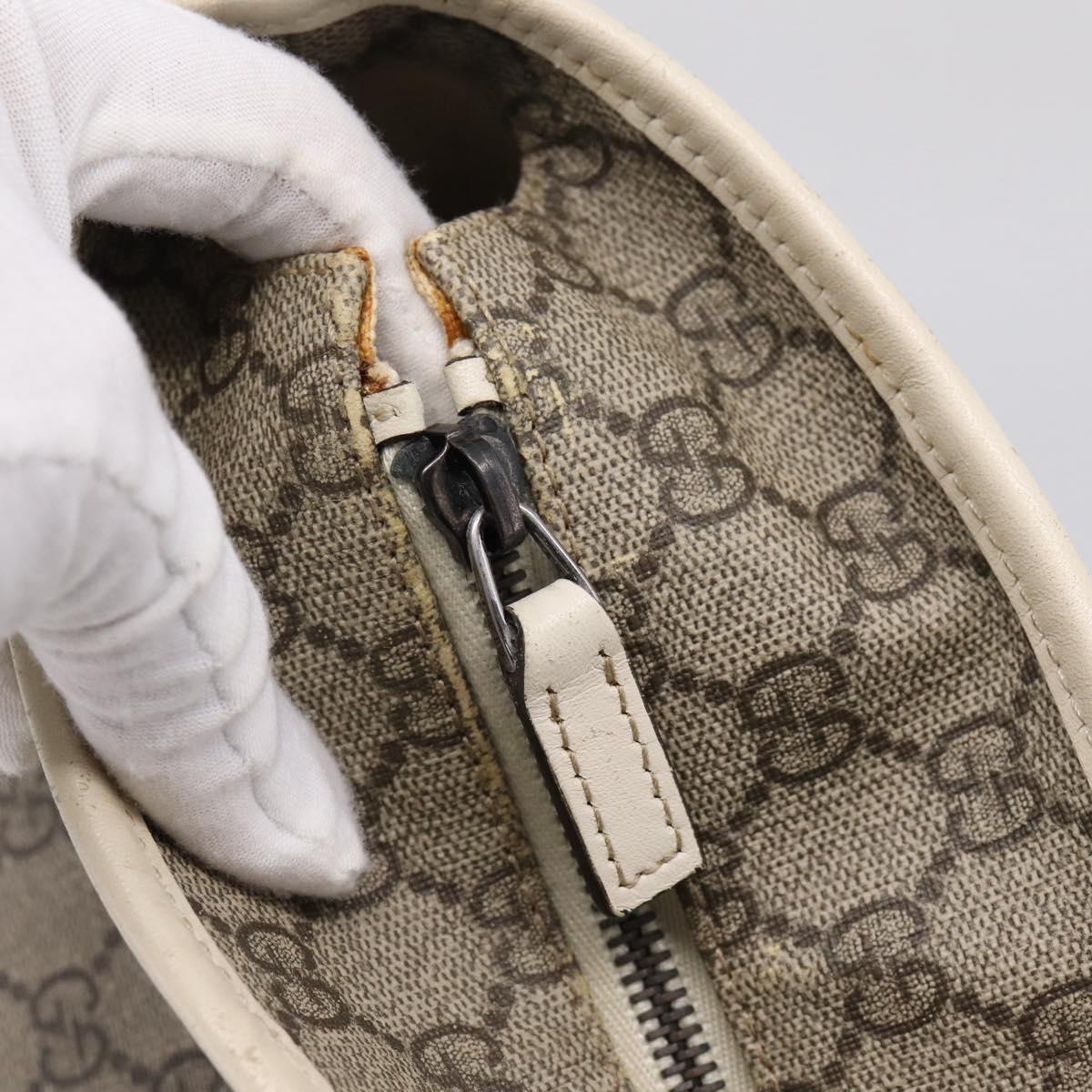 GUCCI GG Supreme Tote Bag PVC Beige Silver 211137 Auth BA16169