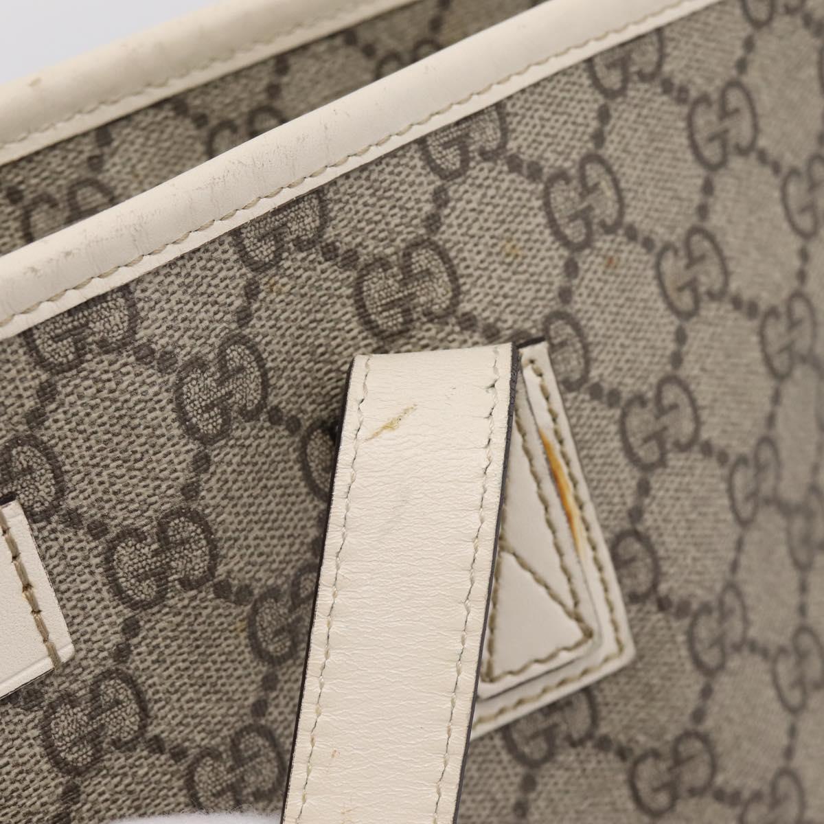 GUCCI GG Supreme Tote Bag PVC Beige Silver 211137 Auth BA16169