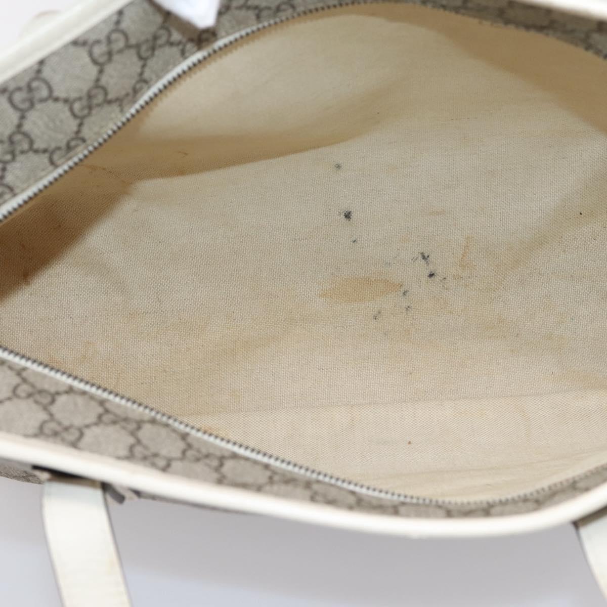 GUCCI GG Supreme Tote Bag PVC Beige Silver 211137 Auth BA16169