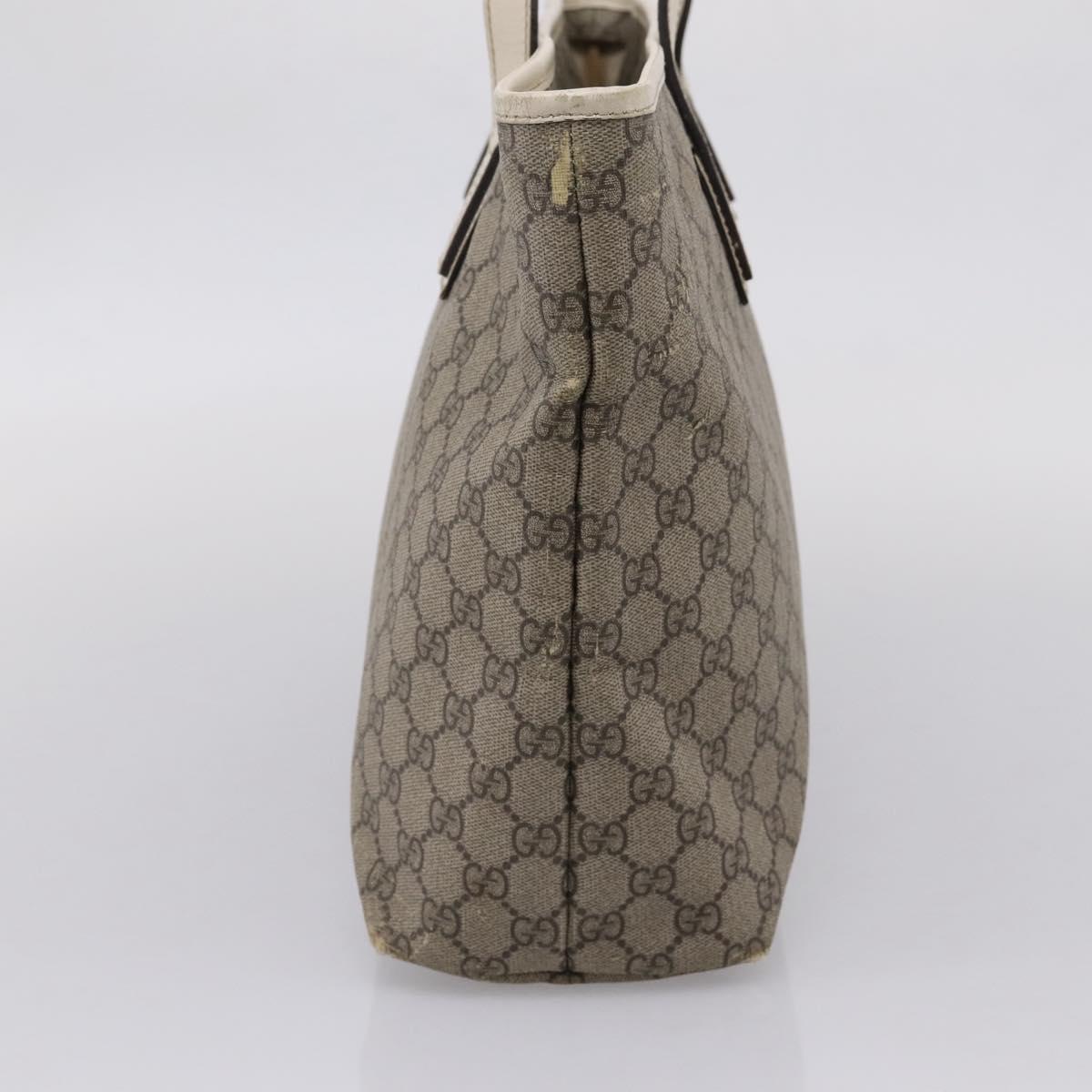 GUCCI GG Supreme Tote Bag PVC Beige Silver 211137 Auth BA16169