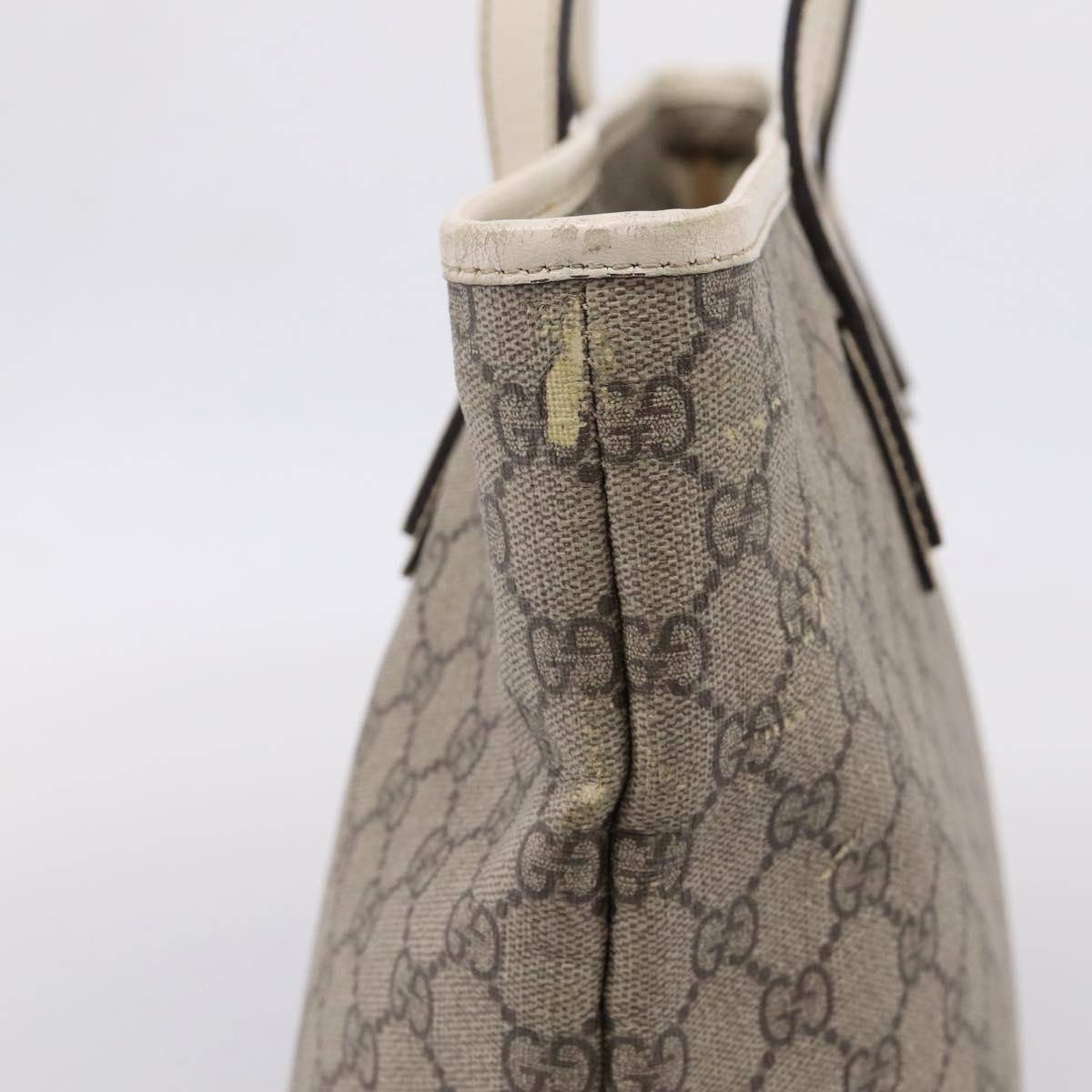 GUCCI GG Supreme Tote Bag PVC Beige Silver 211137 Auth BA16169