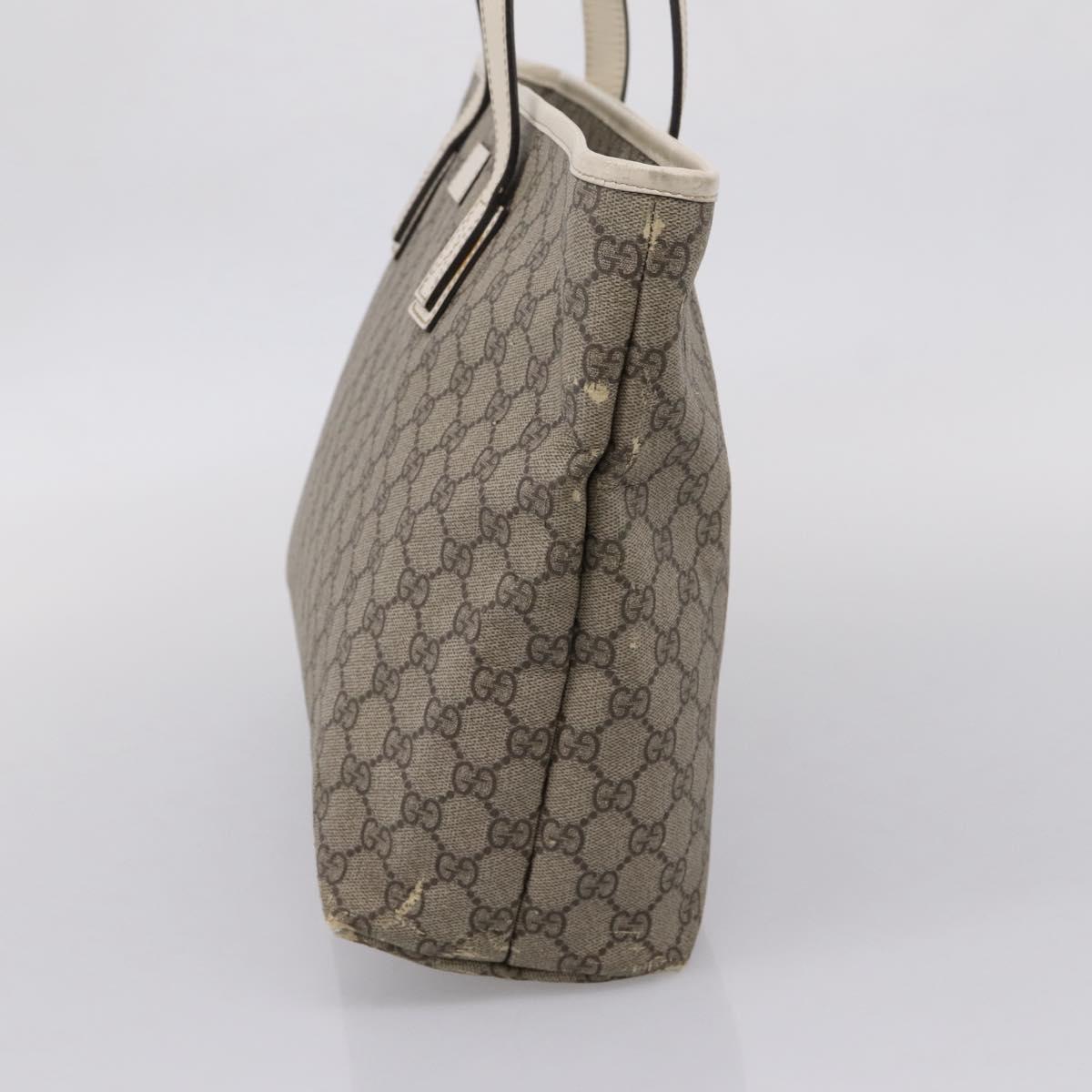 GUCCI GG Supreme Tote Bag PVC Beige Silver 211137 Auth BA16169