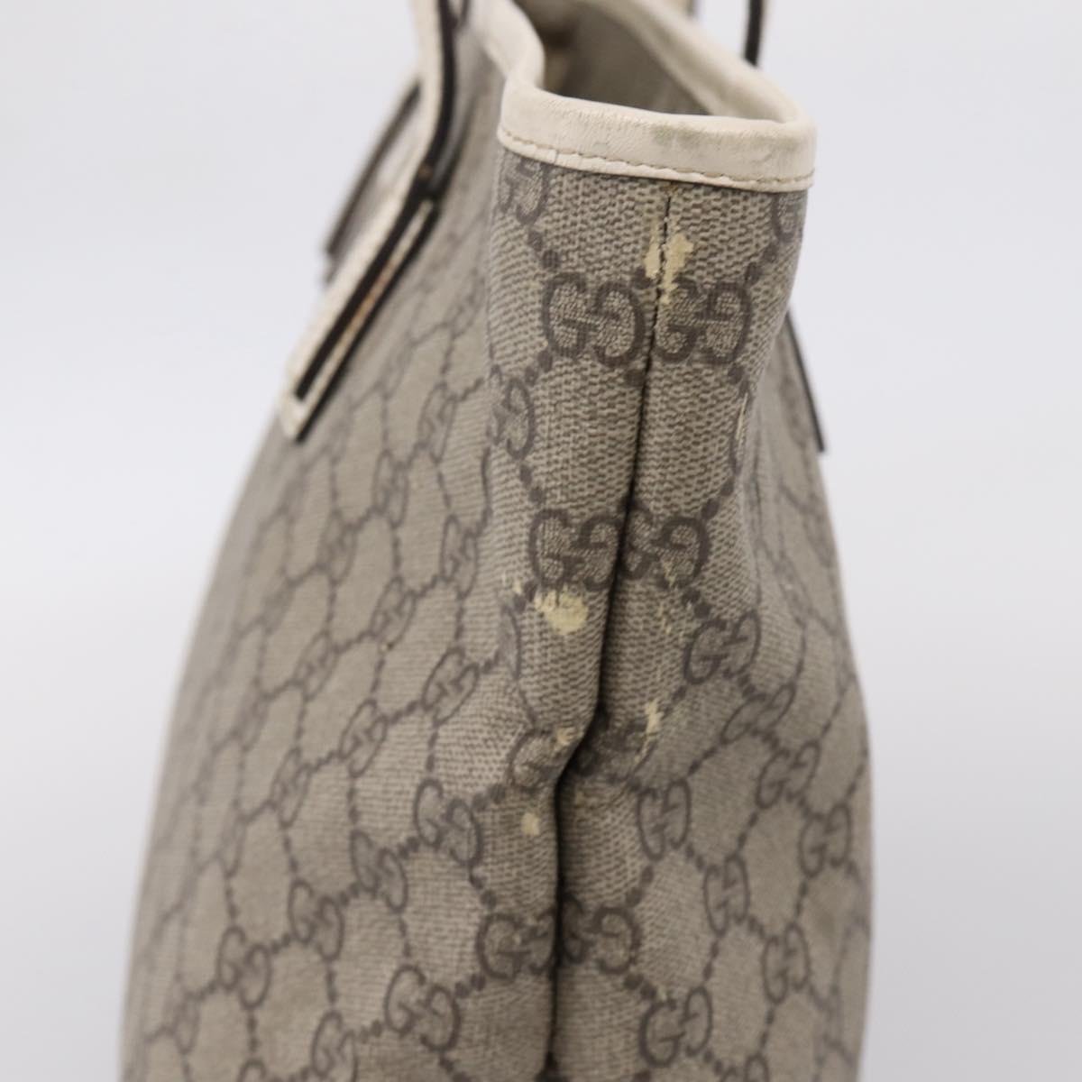 GUCCI GG Supreme Tote Bag PVC Beige Silver 211137 Auth BA16169