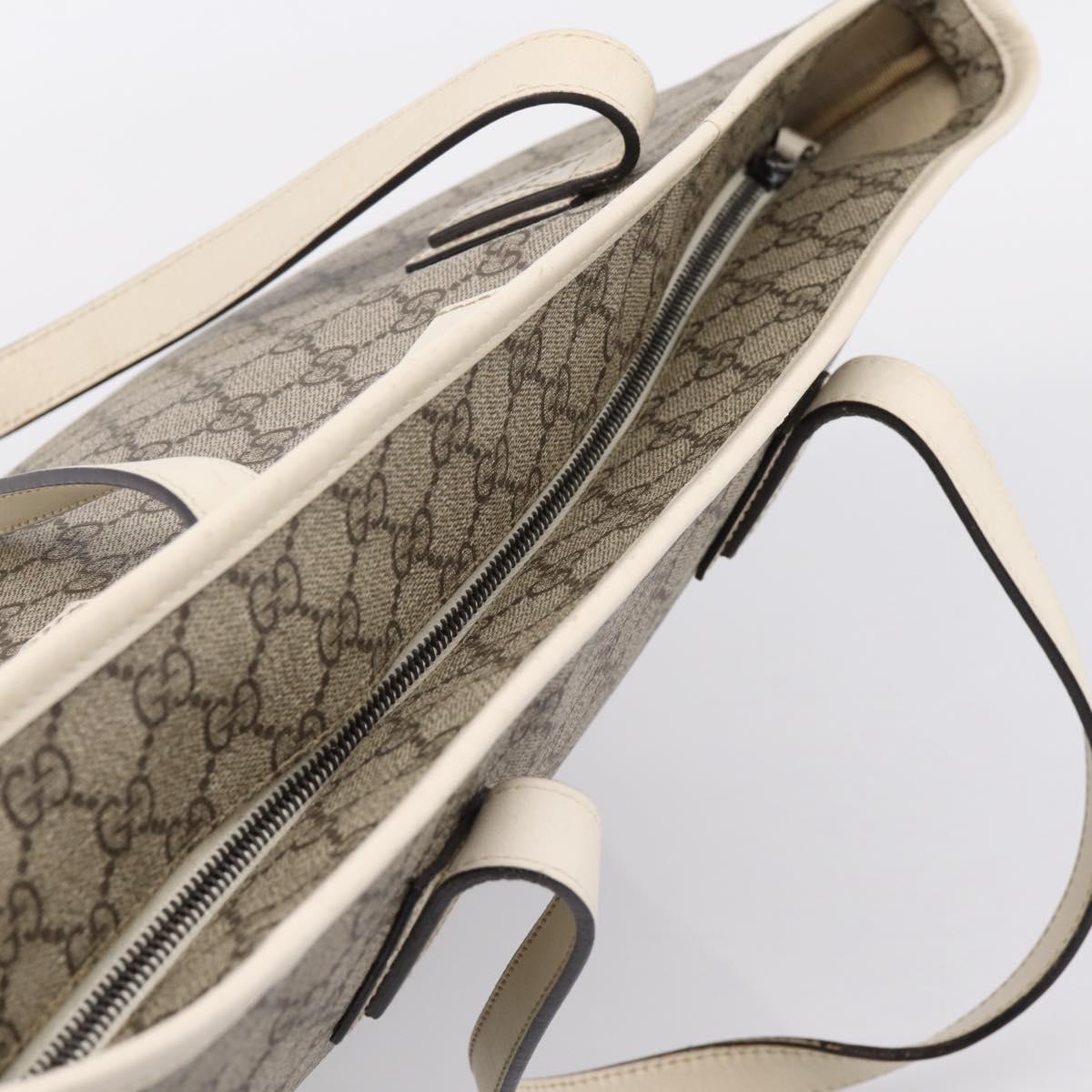 GUCCI GG Supreme Tote Bag PVC Beige Silver 211137 Auth BA16169