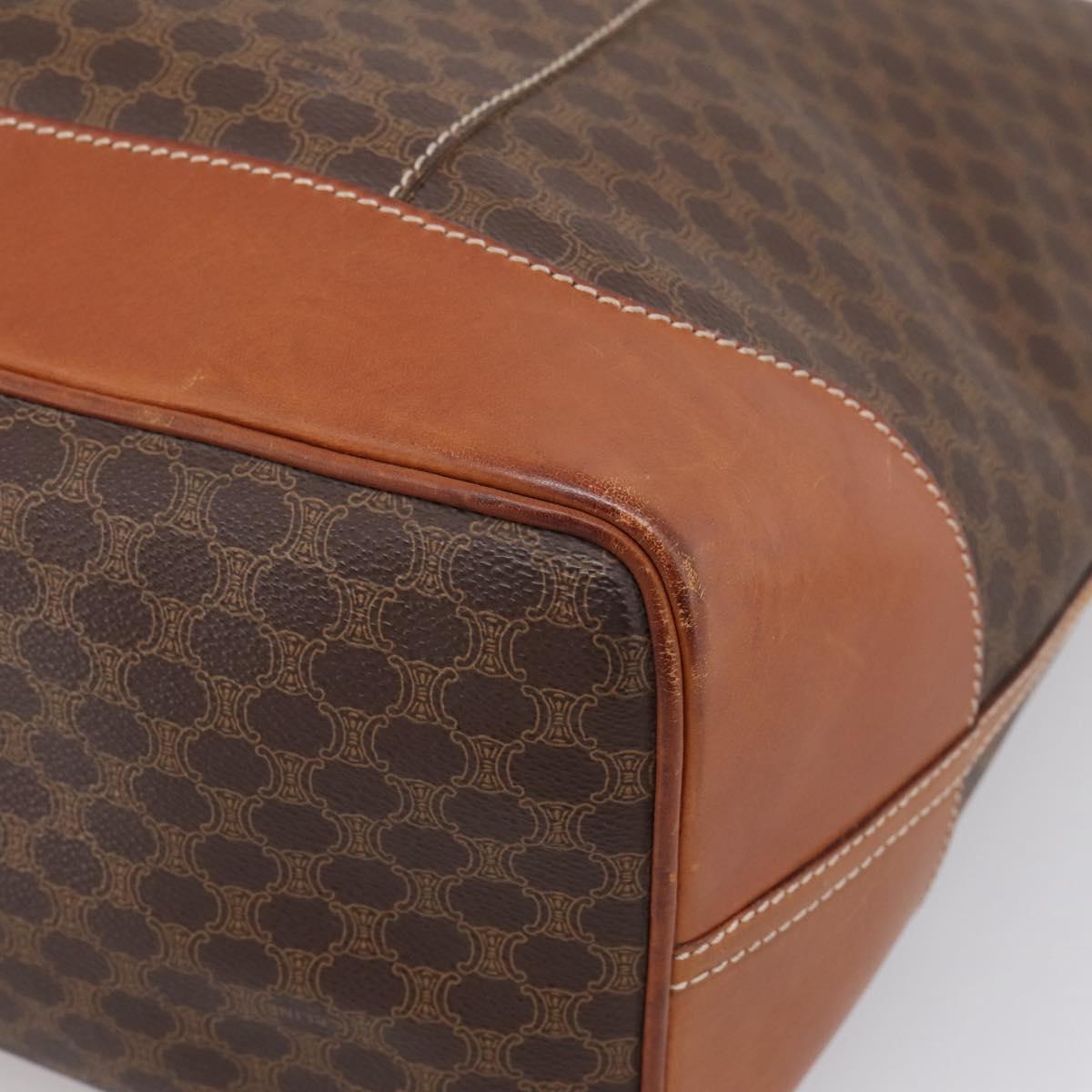 CELINE Macadam Tote Bag PVC Brown Gold Tone Auth BA16170