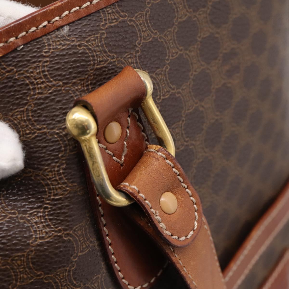 CELINE Macadam Tote Bag PVC Brown Gold Tone Auth BA16170