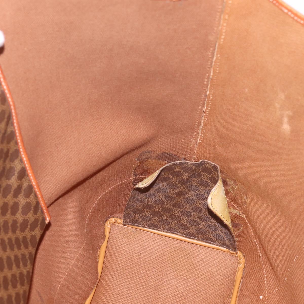 CELINE Macadam Tote Bag PVC Brown Gold Tone Auth BA16170