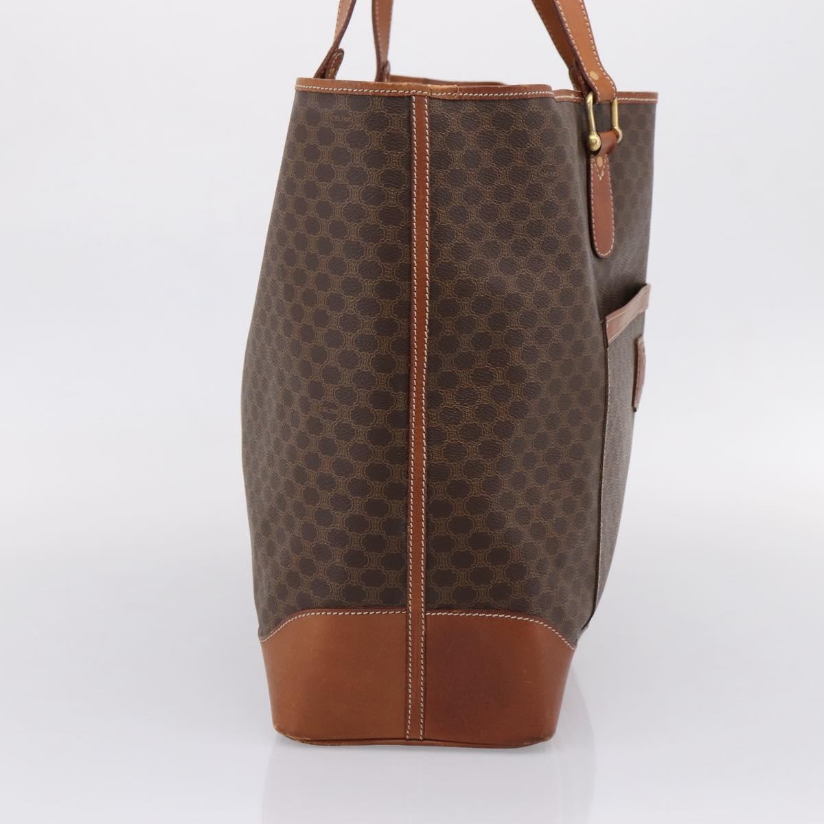 CELINE Macadam Tote Bag PVC Brown Gold Tone Auth BA16170