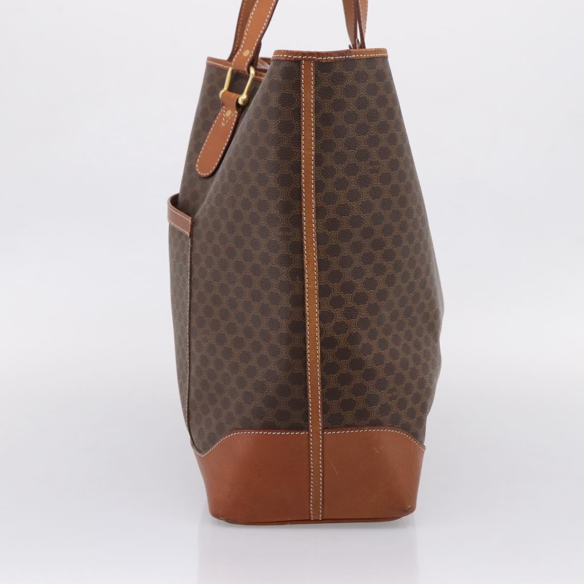 CELINE Macadam Tote Bag PVC Brown Gold Tone Auth BA16170