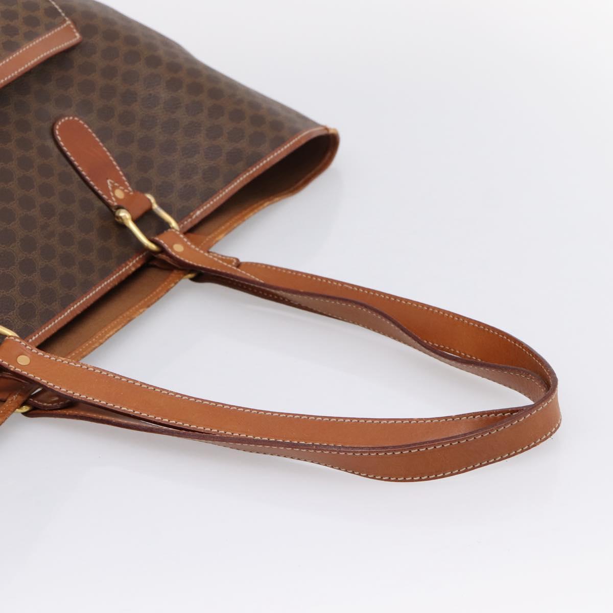 CELINE Macadam Tote Bag PVC Brown Gold Tone Auth BA16170