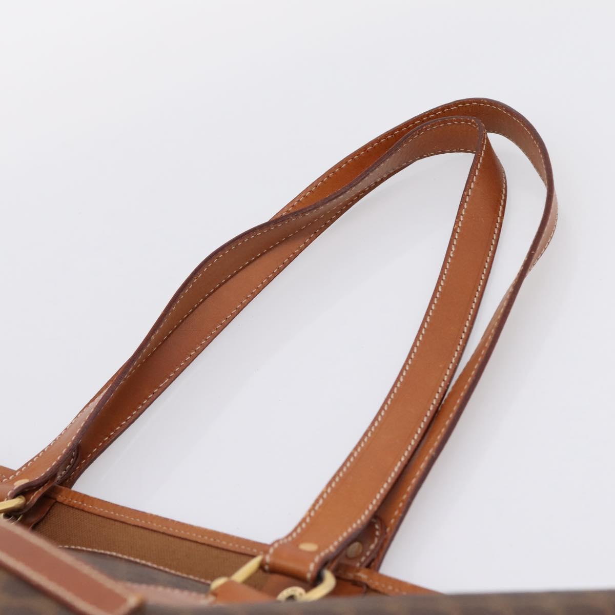 CELINE Macadam Tote Bag PVC Brown Gold Tone Auth BA16170