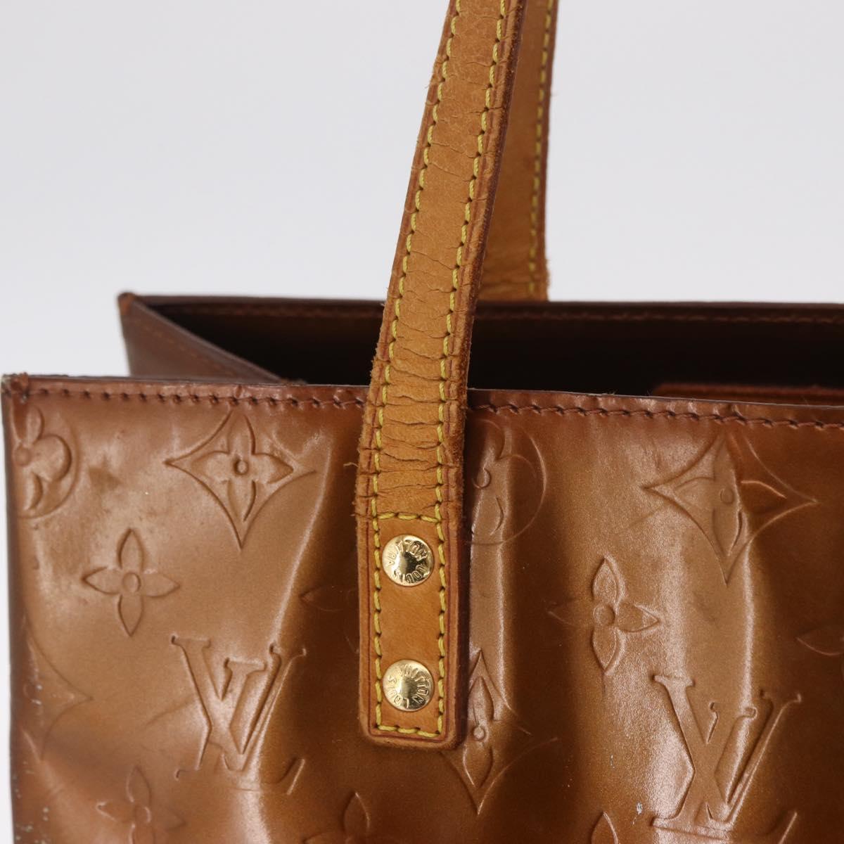 LOUIS VUITTON Monogram Vernis Reade MM Hand Bag Bronze M91143 LV Auth BA16171