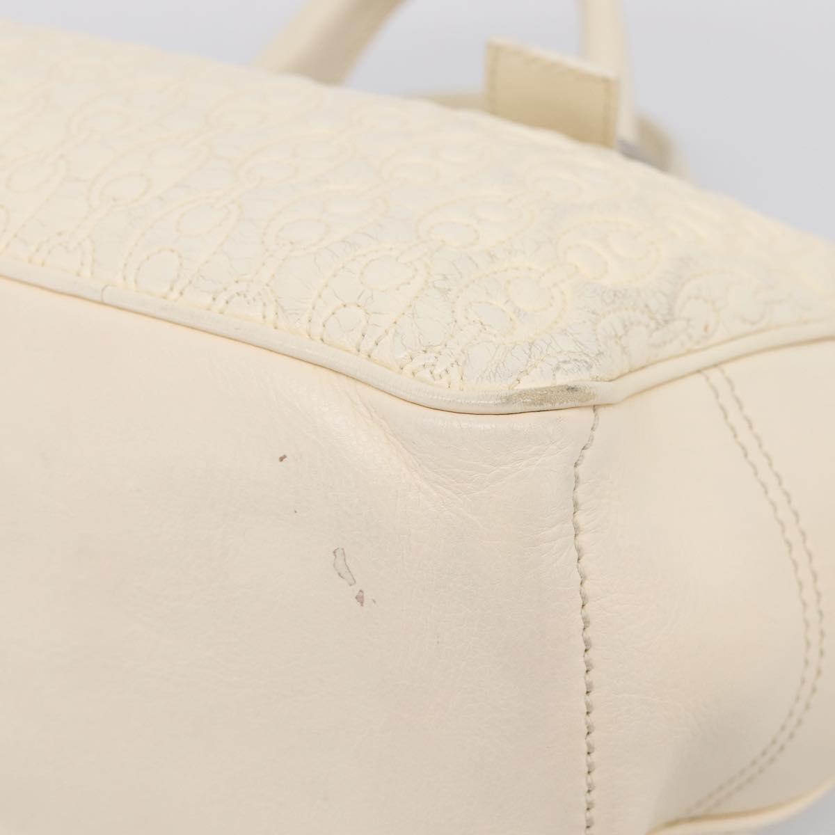 CELINE Boogie Bag Hand Bag Leather White Silver Auth BA16174