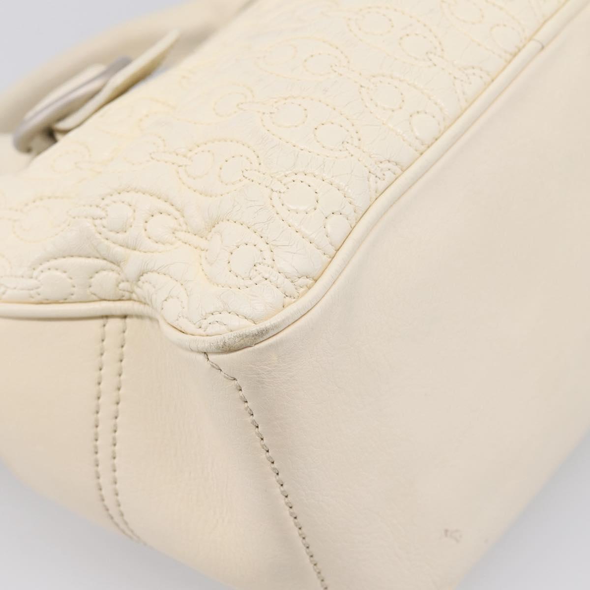 CELINE Boogie Bag Hand Bag Leather White Silver Auth BA16174