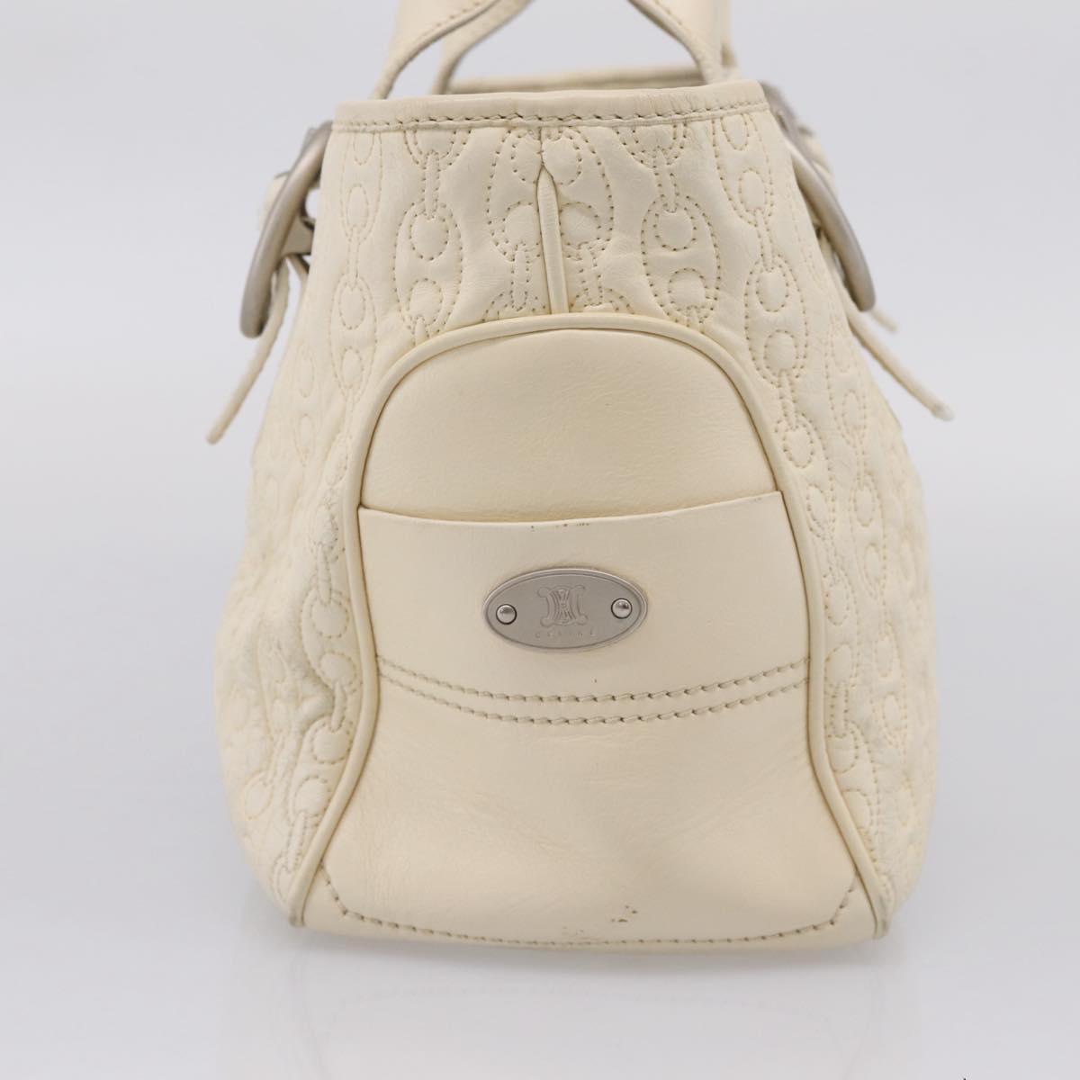 CELINE Boogie Bag Hand Bag Leather White Silver Auth BA16174