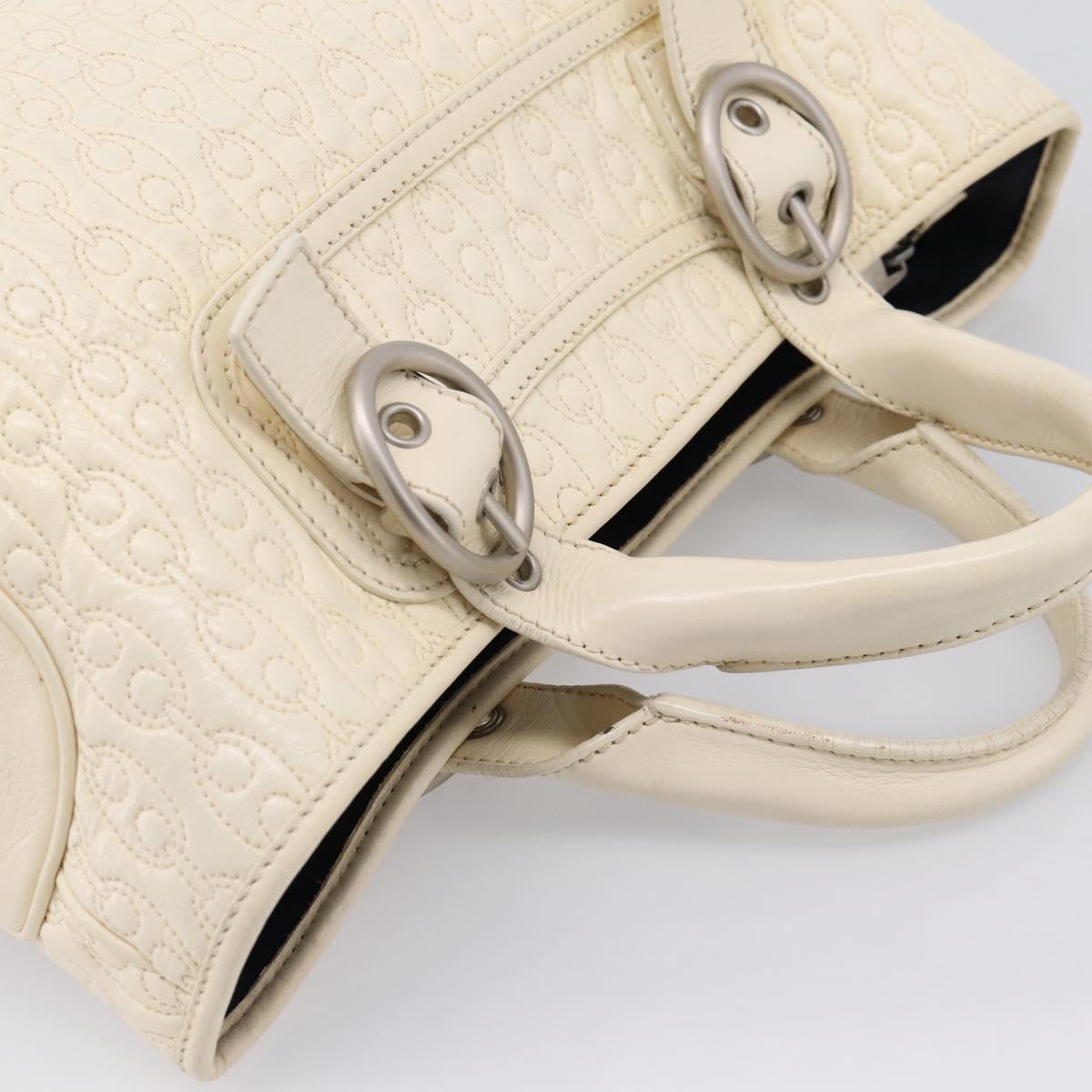 CELINE Boogie Bag Hand Bag Leather White Silver Auth BA16174