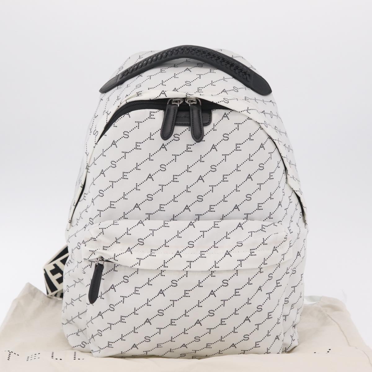 Stella McCartney Backpack Nylon White Black Auth BA16177