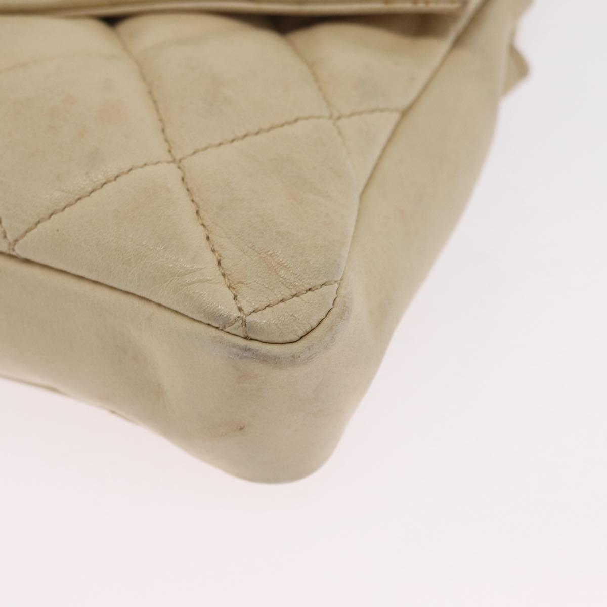 CHANEL Matelasse Waist Bag Lamb Skin Beige Gold Tone CC Auth BA16179