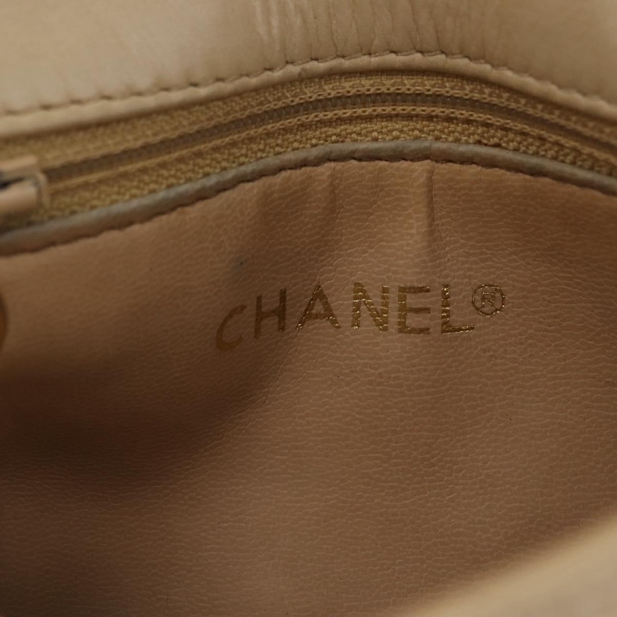 CHANEL Matelasse Waist Bag Lamb Skin Beige Gold Tone CC Auth BA16179